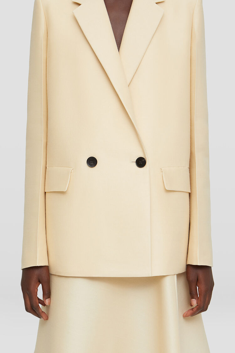 Wool and silk tailored blazer with low break