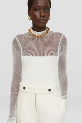 Virgin wool top with opaque block detail
