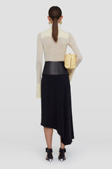 Long-sleeved sweater with off-gauge sleeve detailing